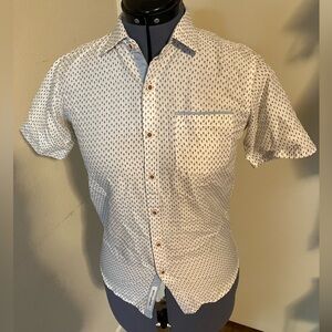 Craft Flow Big Boy White Gray Dot Fluer Current Short Sleeve Dress Shirt M 10-12